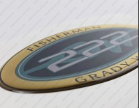 Grady White 222 Fisherman Raised Domed 3D Decal 5" x 2.7" 1pcs. Grady White 222 Fisherman Raised Domed 3D Decal 5" x 2.7" 1pcs.